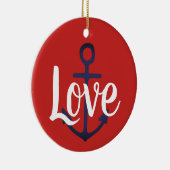 nautische ANCHOR + script LOVE Keramisch Ornament (Rechts)
