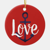 nautische ANCHOR + script LOVE Keramisch Ornament (Voorkant)