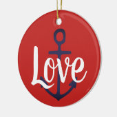 nautische ANCHOR + script LOVE Keramisch Ornament (Links)