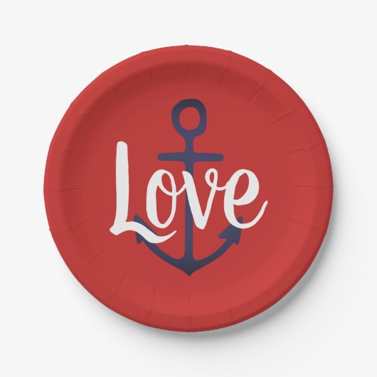 nautische ANCHOR + script LOVE | Papieren Bordje (Voorkant)