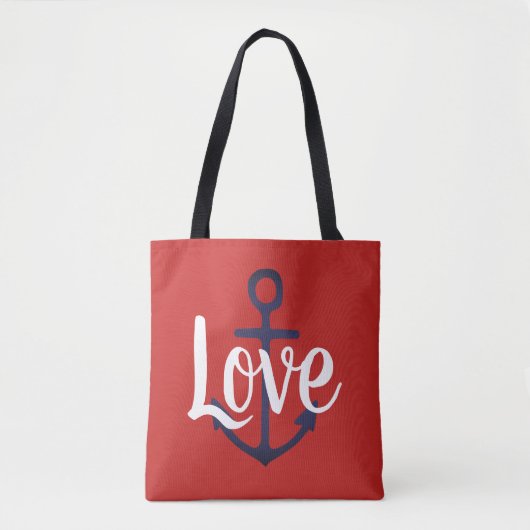 nautische ANCHOR + script LOVE Tote Bag (Voorkant)