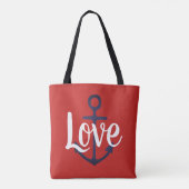 nautische ANCHOR + script LOVE Tote Bag (Achterkant)