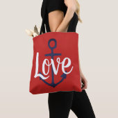 nautische ANCHOR + script LOVE Tote Bag (Dichtbij)