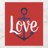 nautische ANCHOR + script LOVE | Wijn Etiket (Enkel label)