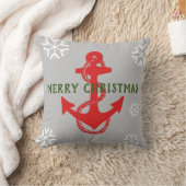 nautische ANCHOR + SNOWFLAKS MET MERRY CHRISTMAS | Kussen (Deken)