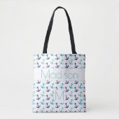 Nautische anchors Blue Baby bag Monogram Initiaal Tote Bag (Voorkant)