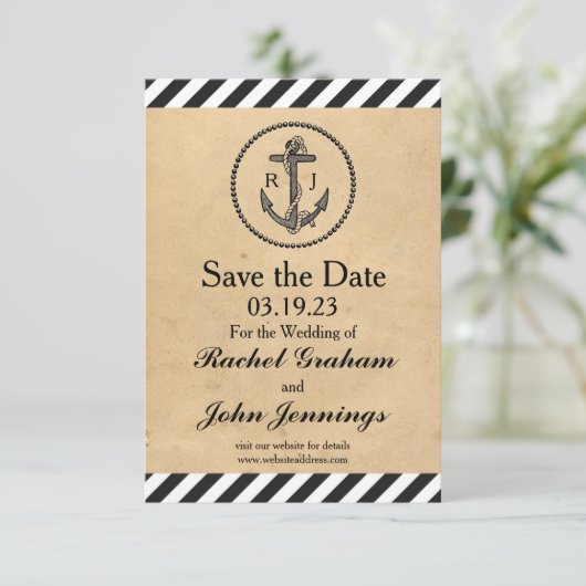 Nautische anker - 3x5 Opslaan van datum Save The Date (Staand voorkant)