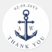 nautische anker aangepaste monogrammen ronde sticker (Voorkant)