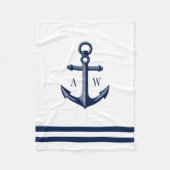 Nautische anker aangepaste monogrammen wit fleece deken (Voorkant)