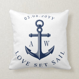 Nautische anker aangepaste monogrammen wit kussen
