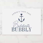 Nautische anker Bachelorette Bubbly Sparkling Wijnetiket (Enkel label)