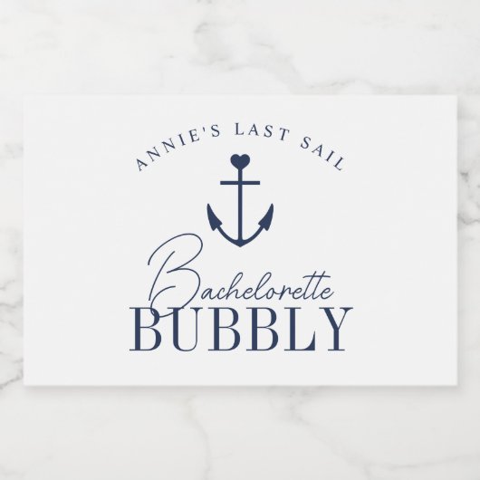 Nautische anker Bachelorette Bubbly Sparkling Wijnetiket (Enkel label)
