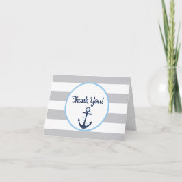nautische anker blauw Baby shower bedankje Bedankkaart
