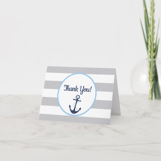 nautische anker blauw Baby shower bedankje Bedankkaart (Voorkant)