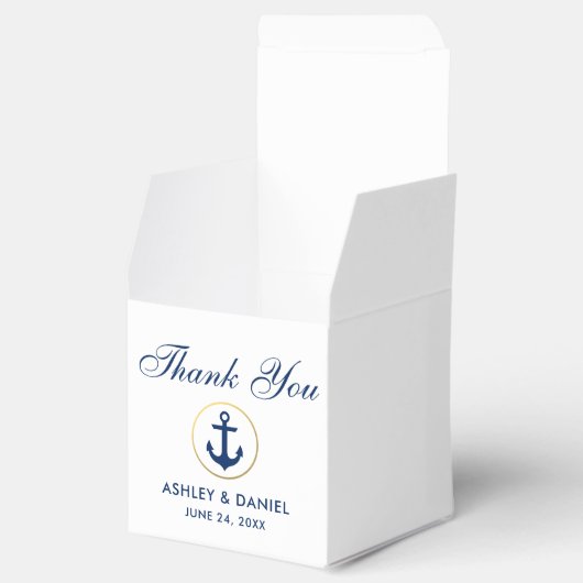 nautische anker blauw wit goud bruiloft dank u bedankdoosjes (Geopend)