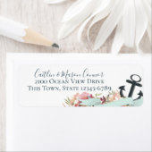 Nautische Anker Bloemen Waterverf Lint Banner Etiket (Insitu)