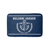 Nautische Anker Boot & Kapitein Naam Badmatten (Voorkant)