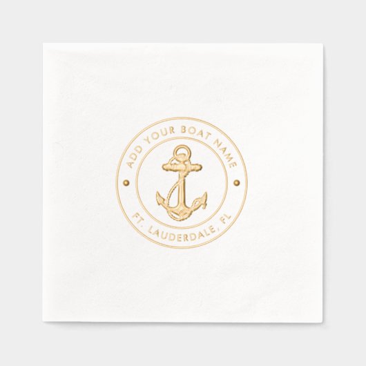 Nautische Anker Boot Naam Aangepast Folie Servetten (Voorkant)