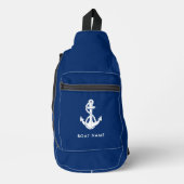 Nautische Anker Boot Naam Blauw Custom Sling Bag (Voorkant)