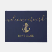 Nautische Anker Boot Naam Blauw Goud Welkom Aan Bo Deurmat (Voorkant)