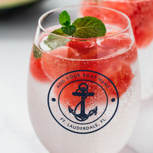 Nautische Anker Boot Naam Bootbemanning Custom Wijnglas Zonder Voet