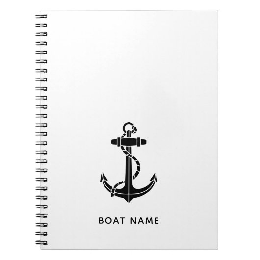 Nautische Anker Boot Naam Captain Custom Notitieboek (Voorkant)
