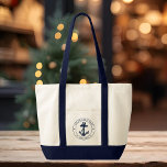Nautische Anker Boot Naam Custom Boating Tote Bag<br><div class="desc">Voeg de naam en locatie van uw boot of kapitein toe door hierboven op de knop "Personaliseren" te klikken. Vaar in stijl met onze nautische bootswagwagen canvas tas op maat, de ultieme metgezel voor uw maritieme avonturen. Dit tas heeft een schattig ontwerp geïnspireerd op de wonderen van de oceaan, met...</div>