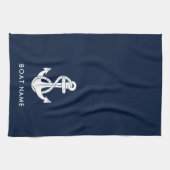 Nautische Anker Boot Naam Marine Blauw Aangepast Theedoek (Horizontaal)