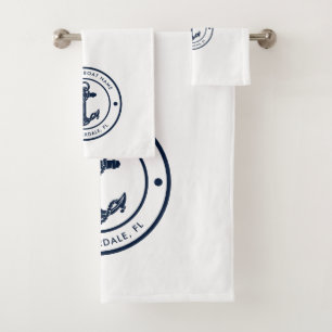 Nautische Anker Boot Naam Marine Blauw Boating Cus Bad Handdoek