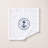 Nautische Anker Boot Naam Marine Blauw Boating Cus Bad Handdoek (Wasdoekje)