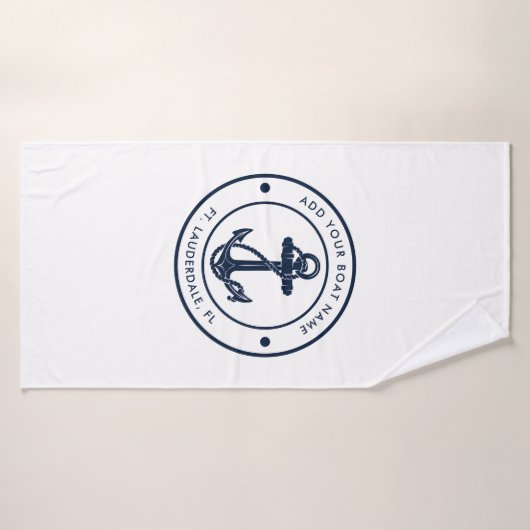 Nautische Anker Boot Naam Marine Blauw Boating Cus Badhanddoek (Badhanddoek)