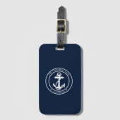 Nautische Anker Boot Naam Marine Blauw Custom Boat Bagagelabel (Voorkant (verticaal))