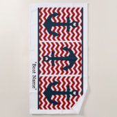 Nautische Anker Boot NAAM Rood Wit Blauw Fun Strandlaken (Voorkant)