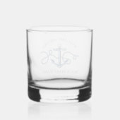 Nautische Anker Boot Naam Welkom Aan boord Navy Bl Whisky Glas (Achterkant)