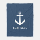 Nautische  Anker Bootnaam Aqua Blue Fleece Deken (Voorkant)