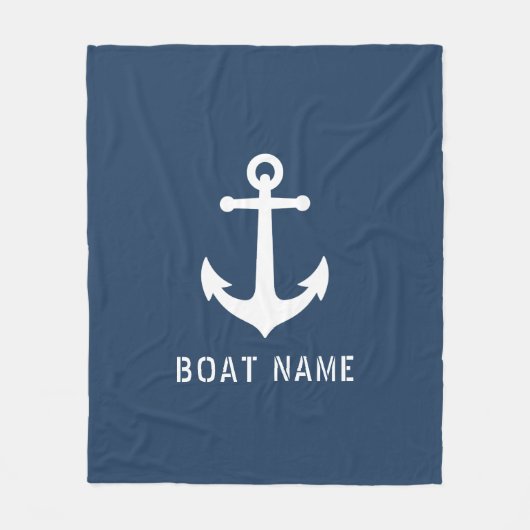 Nautische  Anker Bootnaam Aqua Blue Fleece Deken (Voorkant)