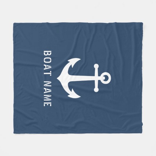 Nautische  Anker Bootnaam Aqua Blue Fleece Deken (Voorkant (Horizontaal))
