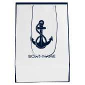 Nautische Anker Bootnaam Marine Blauw Modern Medium Cadeauzakje (Achterkant)