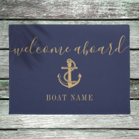 Nautische Anker Bootsnaam Blauw Goud Welkom Aan Bo