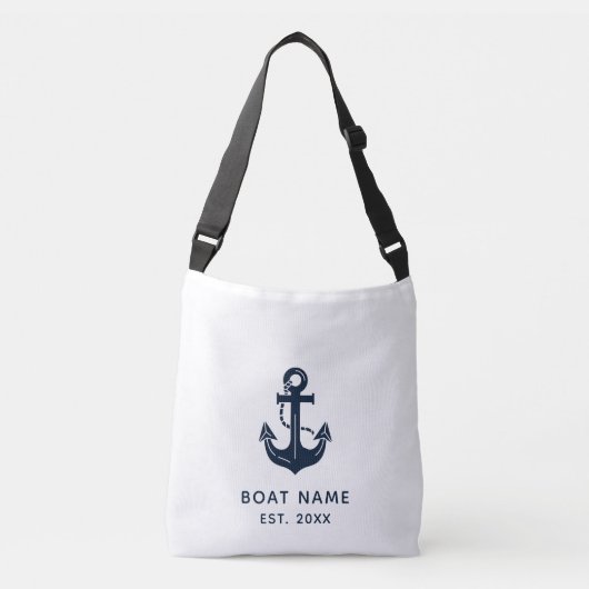 Nautische Anker Bootsnaam Crossbody Tas (Voorkant)