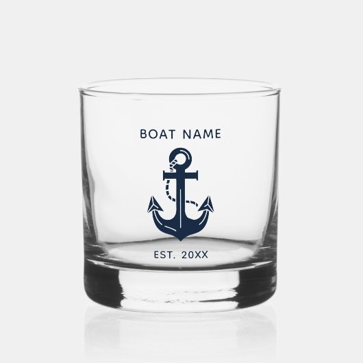 Nautische Anker Bootsnaam Whisky Glas (Voorkant)