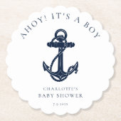 Nautische Anker Boy Baby shower Modern Custom Kartonnen Onderzetters (Voorkant)