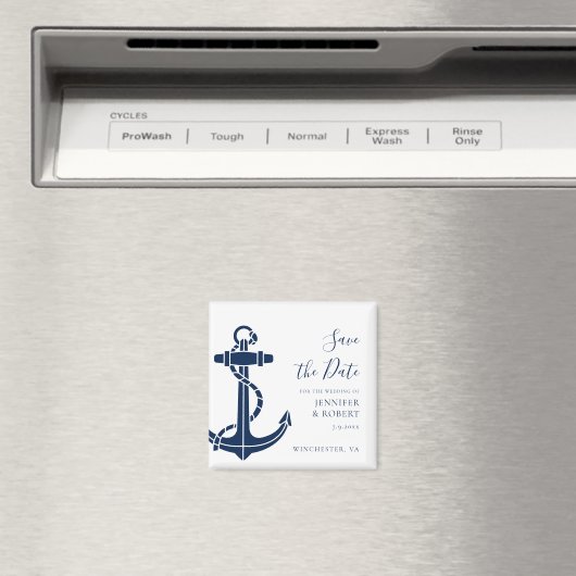 Nautische Anker Bruiloft Bewaar de Datum Magneet (Insitu (Vaatwasser))