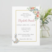 nautische anker bruiloft douche uitnodiging (Staand voorkant)