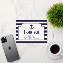 Nautische anker bruiloft foto dank je echt folie wenskaart