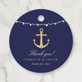 Nautische anker bruiloft gunst Labels, Navy Gold Bedankjes Labels