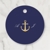 Nautische anker bruiloft gunst Labels, Navy Gold Bedankjes Labels (Achterkant)