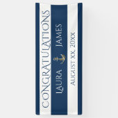 Nautische anker bruiloft receptie Gefeliciteerd Spandoek (Verticaal)