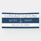 Nautische anker bruiloft receptie Gefeliciteerd Spandoek (Horizontaal)