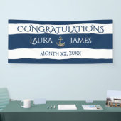 Nautische anker bruiloft receptie Gefeliciteerd Spandoek (Beurs)